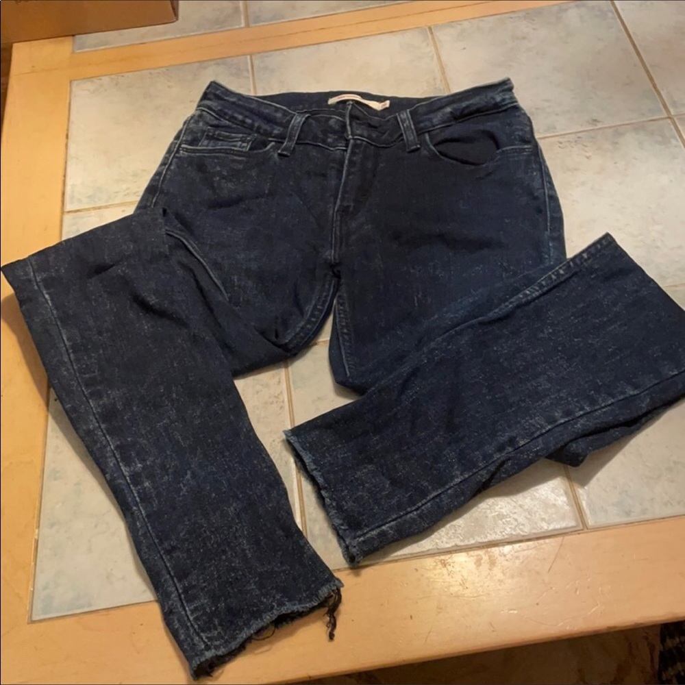 Levi’s Dark Acid Wash Super Skinny Raw Hem